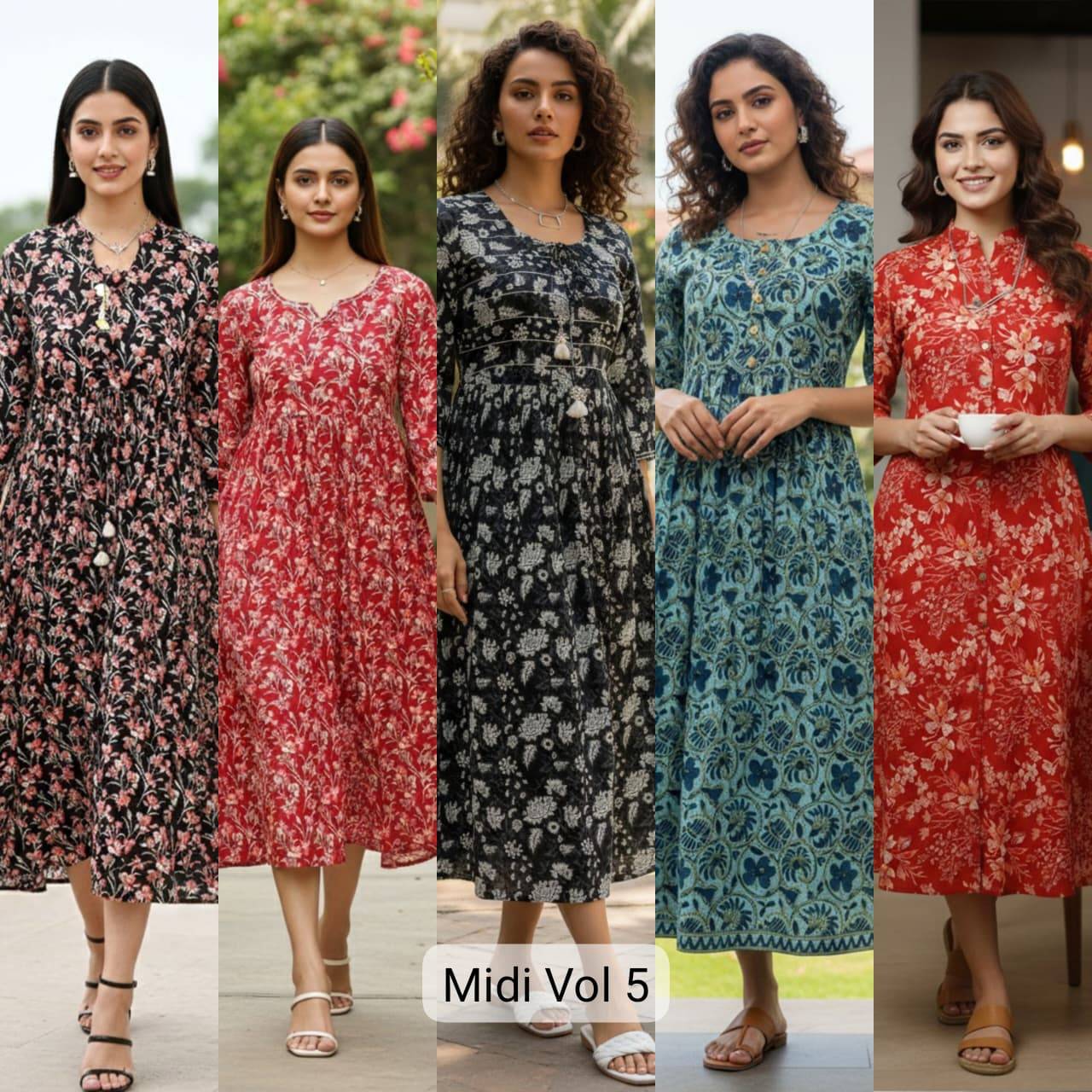 Midi Dress Vol 5 By Fashid Designer Ethnic Wear Collection cotton Kurtis At Wholesale Price